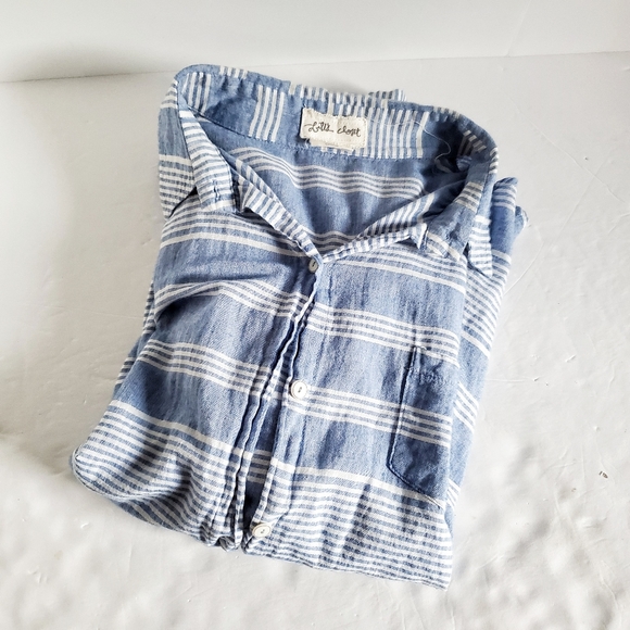 ANTHROPOLOGIE Lili's Closet Muted Stripes Blue L - Picture 6 of 7